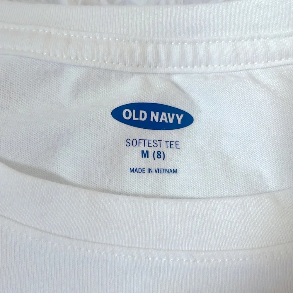 Old Navy Short Sleeve Softest Tee with rainbow and world decal over pocket
